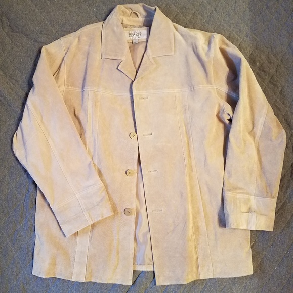Men's cream colored leather coat - Picture 1 of 5